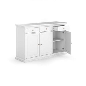 Pemberly Row Contemporary Sideboard Cabinet, Buffet Credenza with 3 Doors and 3 Drawers in White