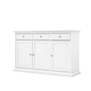 Pemberly Row Contemporary Sideboard Cabinet, Buffet Credenza with 3 Doors and 3 Drawers in White