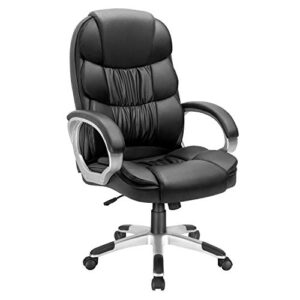 victone big and tall office chair ergonomic desk chair high back executive computer chair adjustable swivel pu leather task chair with padded armrests and lumbar support (black)