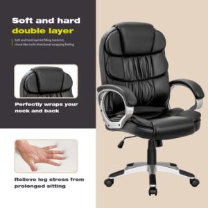 VICTONE Big and Tall Office Chair Ergonomic Desk Chair High Back Executive Computer Chair Adjustable Swivel PU Leather Task Chair with Padded Armrests and Lumbar Support (Black)