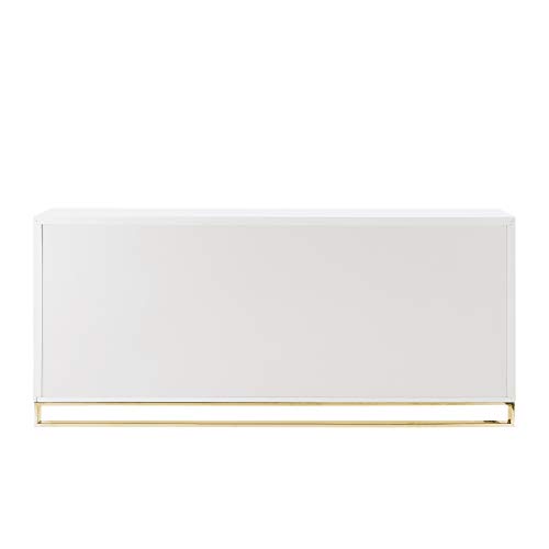 Inspired Home Sideboard - White | Design: Daryl | 4 Doors | Polished Gold Handle and Leg Tip