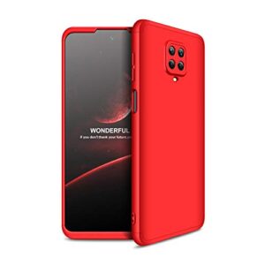 cotdinforca compatible with redmi note 9 pro case ultra-thin shockproof case hard tough case anti-drop full body protective cover case for xiaomi redmi note 9 pro/note 9s. 3 in 1- red
