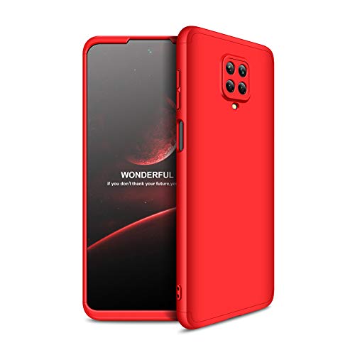 COTDINFORCA Compatible with Redmi Note 9 Pro Case Ultra-Thin Shockproof Case Hard Tough Case Anti-Drop Full Body Protective Cover Case for Xiaomi Redmi Note 9 Pro/Note 9S. 3 in 1- Red