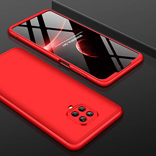 COTDINFORCA Compatible with Redmi Note 9 Pro Case Ultra-Thin Shockproof Case Hard Tough Case Anti-Drop Full Body Protective Cover Case for Xiaomi Redmi Note 9 Pro/Note 9S. 3 in 1- Red