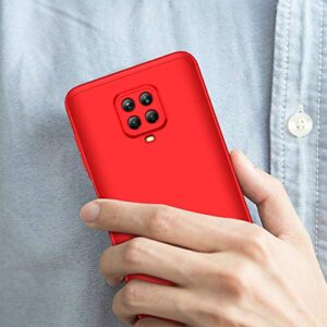 COTDINFORCA Compatible with Redmi Note 9 Pro Case Ultra-Thin Shockproof Case Hard Tough Case Anti-Drop Full Body Protective Cover Case for Xiaomi Redmi Note 9 Pro/Note 9S. 3 in 1- Red