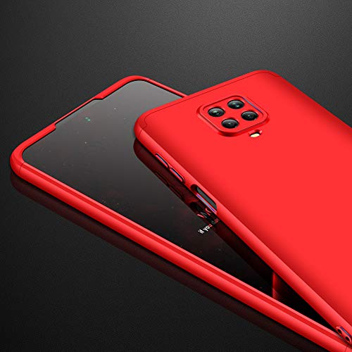 COTDINFORCA Compatible with Redmi Note 9 Pro Case Ultra-Thin Shockproof Case Hard Tough Case Anti-Drop Full Body Protective Cover Case for Xiaomi Redmi Note 9 Pro/Note 9S. 3 in 1- Red