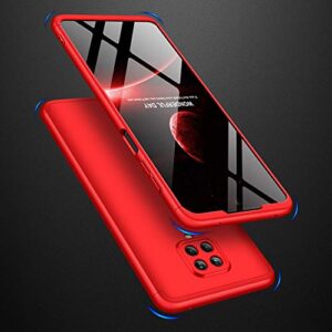 COTDINFORCA Compatible with Redmi Note 9 Pro Case Ultra-Thin Shockproof Case Hard Tough Case Anti-Drop Full Body Protective Cover Case for Xiaomi Redmi Note 9 Pro/Note 9S. 3 in 1- Red