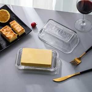 Clear Glass Butter Dishes with Covers - Classic 2-Piece Design Butter Keeper - Traditional Kitchen Accessory Dishwasher Safe