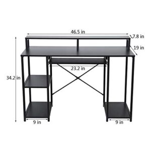 Nihewoo Computer Desk with Storage Shelves,Modern Office Desk Computer Table Studying Writing Desk Home Office Desk Black