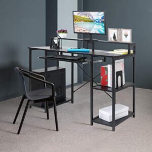 Nihewoo Computer Desk with Storage Shelves,Modern Office Desk Computer Table Studying Writing Desk Home Office Desk Black