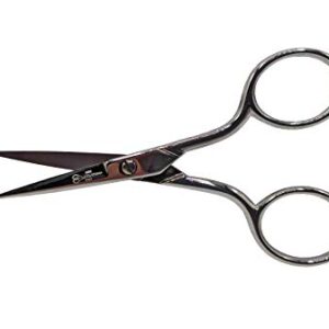 Ultima 4 Inch Embroidery Scissors – Drop Forged Carbon Steel Embroidery Sheers, Straight Blade, Chrome Plated & Made in Italy