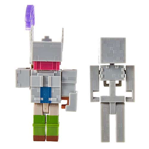 Mattel Minecraft Dungeons 3.25-in Figures 2-Pk Battle Figures, Adriene and Skeleton with Battle Accessories Age 6 and Older