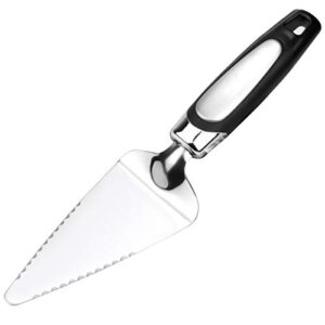 hqdeal stainless steel pie server pizza cake cutter, serrated edges on both sides suitable for right-handed or left-handed chef