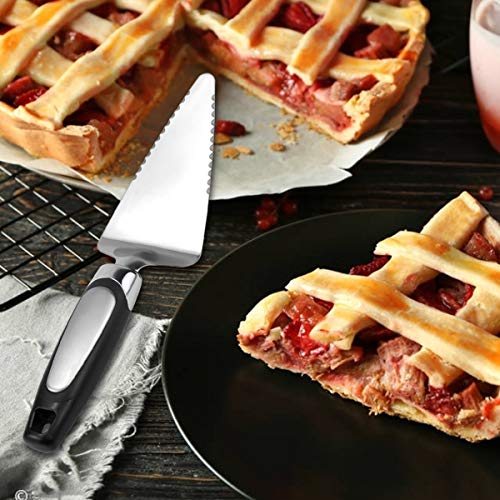 HQDeal Stainless Steel Pie Server Pizza Cake Cutter, Serrated Edges on Both Sides Suitable for Right-handed or Left-handed Chef