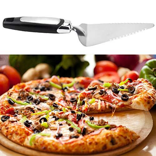 HQDeal Stainless Steel Pie Server Pizza Cake Cutter, Serrated Edges on Both Sides Suitable for Right-handed or Left-handed Chef