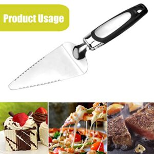 HQDeal Stainless Steel Pie Server Pizza Cake Cutter, Serrated Edges on Both Sides Suitable for Right-handed or Left-handed Chef