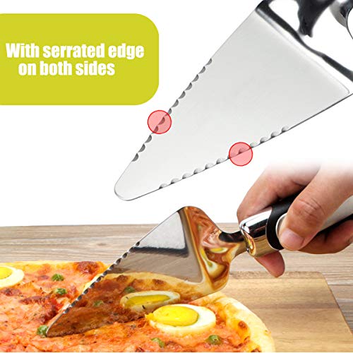 HQDeal Stainless Steel Pie Server Pizza Cake Cutter, Serrated Edges on Both Sides Suitable for Right-handed or Left-handed Chef