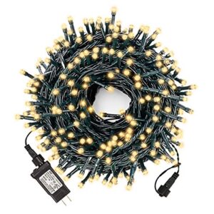 xunxmas outdoor christmas string lights 300led 106ft, christmas tree lights with 8 lighting modes, plug in indoor outdoor twinkle lights for tree garden wedding party decoration, warm white