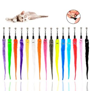 lasocuhoo cat worm toys, (15 packs) interactive cat wand replacement, cat wand refill attachments for most cats kittens
