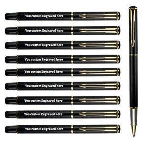 personalized pens ballpoint pen medium point,engraved with your logo or message name pens/ phone number metal body black ink perfect for bank, office, hotel lobbies, groomsmen gift 10 pcs/ pack(black)