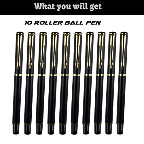 Personalized Pens Ballpoint Pen Medium Point,Engraved with Your Logo or Message Name pens/ Phone Number Metal Body Black ink Perfect for Bank, Office, Hotel Lobbies, Groomsmen Gift 10 PCS/ Pack(Black)