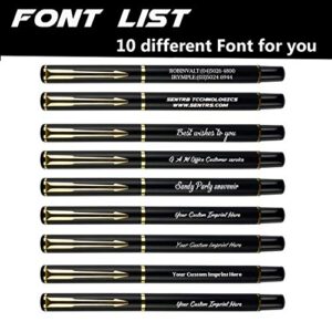 Personalized Pens Ballpoint Pen Medium Point,Engraved with Your Logo or Message Name pens/ Phone Number Metal Body Black ink Perfect for Bank, Office, Hotel Lobbies, Groomsmen Gift 10 PCS/ Pack(Black)