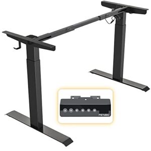 fezibo height adjustable standing desk frame, electric standing desk legs for 43.4 inches to 62.9 inches desk tops, sturdy stand up desk base for workstation，black (frame only)