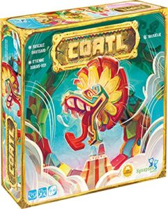 synapses games: coatl, strategy board game, play in solo mode, or with up to 4 players, 30 to 60 minute play time, for ages 10 and up