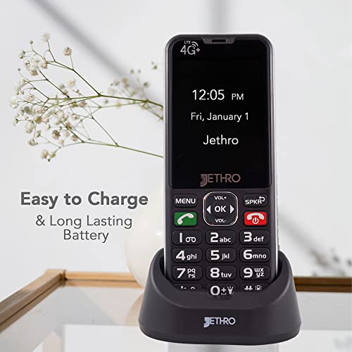 Jethro SC490 [4G] Unlocked Cell Phone for Seniors & Kids, Talk & Text Only, Supports Picture Dialing, Accessories Included (Charging Dock, USB & SIM Card)