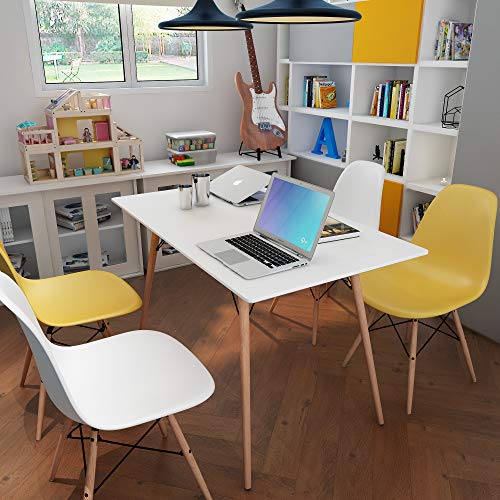 CozyCasa 7.2 Inch Kitchen Dining Table Modern Dining Table for Small Spaces Home Office Kitchen Dining Room Cafe, Simple Dinner Table in White, 7.2 Inch