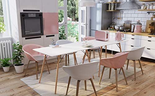 CozyCasa 7.2 Inch Kitchen Dining Table Modern Dining Table for Small Spaces Home Office Kitchen Dining Room Cafe, Simple Dinner Table in White, 7.2 Inch