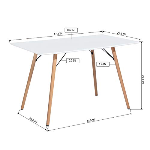 CozyCasa 7.2 Inch Kitchen Dining Table Modern Dining Table for Small Spaces Home Office Kitchen Dining Room Cafe, Simple Dinner Table in White, 7.2 Inch