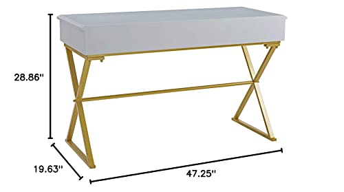 Linon Two-Drawer Grey and Gold Campaign Harli Desk