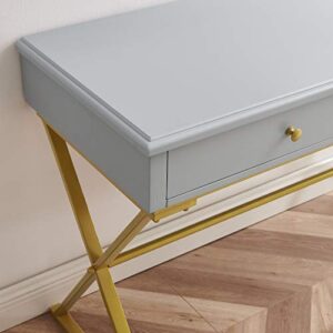 Linon Two-Drawer Grey and Gold Campaign Harli Desk