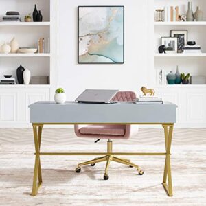 Linon Two-Drawer Grey and Gold Campaign Harli Desk