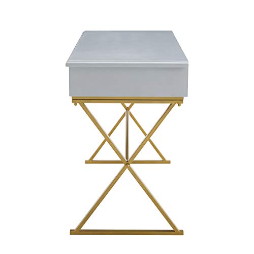 Linon Two-Drawer Grey and Gold Campaign Harli Desk