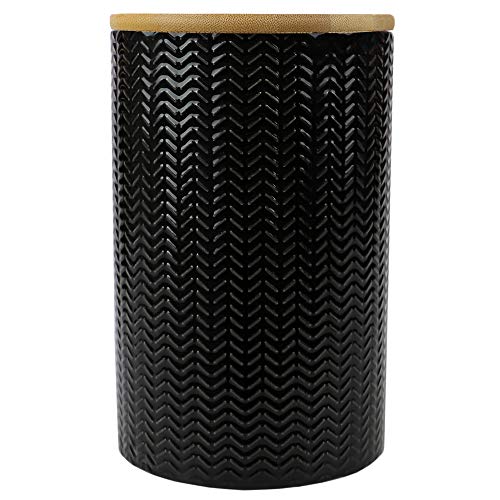 Home Basics Ceramic Canister (Large, Black)