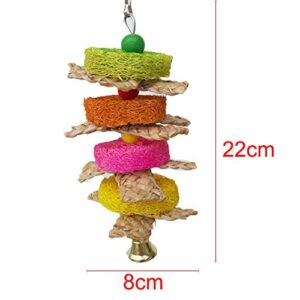 ELPAIOS Parrot Toy Wooden Beads Maize Peel Loofah Bell Parrot Molar Chew Bite Hanging Birds Pet Toy Pet Bird Toy, Cage Decor Random Color