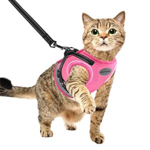 cat harness and leash for walking, kitten escape proof harnesses, adjustable reflective puppy vest harness with leashes set, easy adjustable soft net breathable pet safety jacket