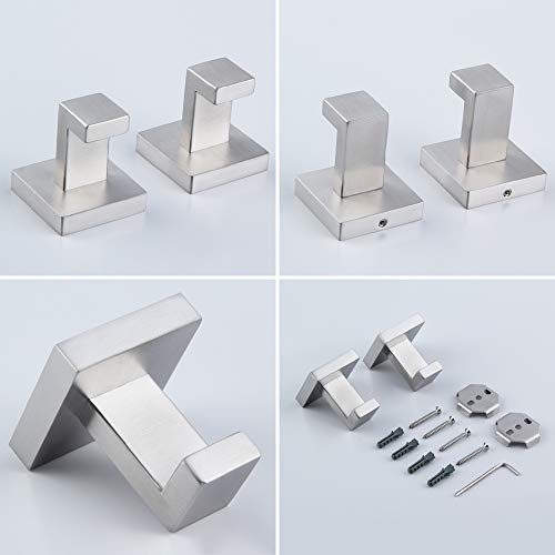 kimzcn Towel Coat Hooks Bathroom Clothes Garage Hotel Cabinet Closet Sponges Robe Hook Wall Mounted Kitchen Heavy Duty Bath Door Hanger 2 Pack Brushed Stainless Steel