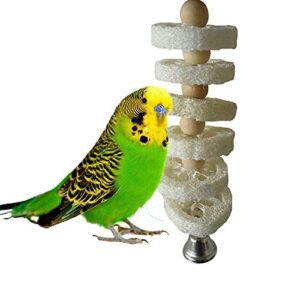 ELPAIOS Bird Toy Hollow Loofah Wooden Beads Bell Parrot Chewing Bite Cage Hanging Birds Pet Toy Parrot Chewing Toy, Safe Material Wood Color