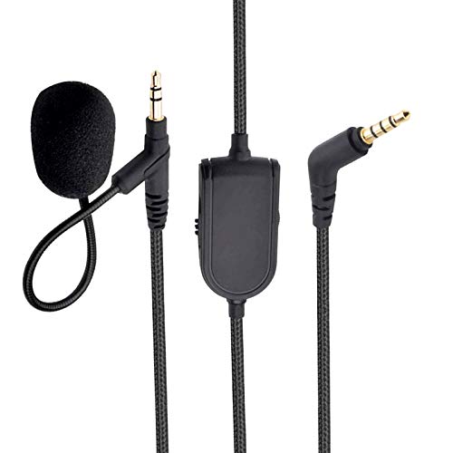 Mr Rex Boom Mic for Headphone 3.5mm Cable with Microphone Volume Control and Mute Switch Compatible with Playstation PS4 Xbox One Controller, Smartphone Tablet Laptop PC