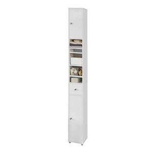 haotian bzr34-w, white tall bathroom storage cabinet with 1 drawer, 2 doors and adjustable shelves, bathroom shelf, 7.87 x 7.87 x 70.87 bathroom tall cabinet cupboard