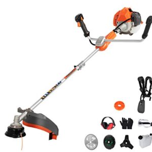 PROYAMA 51.7cc 2-Cycle Gas Powred Weed Eater Weed Trimmer, 3-in-1 Gas String Trimmer and Brush Cutter, Anti-Vibration System Tube