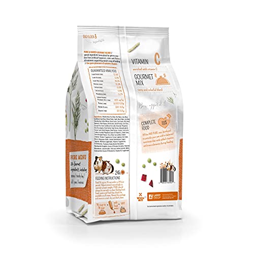 Witte Molen Pure Guinea Pig Food Mixture Papaya & Peas Dry, Mixture of hay, Fruits and Vegetables enriched with Vitamin C Promotes Digestion (Abyssinian, American, Coronet, Peruvian)