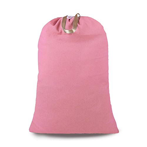 Heavy Duty Laundry Bag with Drawstring and Handle, Extra Large Travel Dirty Clothes Bag for Laundromat and Household, Durable Rip-Stop Laundry Hamper Liner, 28 x 40 Inch by SANFERGE, Pink