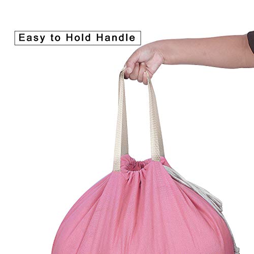 Heavy Duty Laundry Bag with Drawstring and Handle, Extra Large Travel Dirty Clothes Bag for Laundromat and Household, Durable Rip-Stop Laundry Hamper Liner, 28 x 40 Inch by SANFERGE, Pink