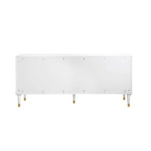 Inspired Home Sideboard - White | Design: Belen | 3 Doors | Brushed Finish Gold Handle and Leg Tip