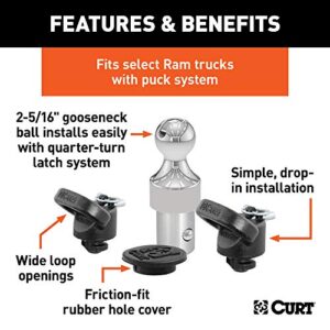 CURT 60638 OEM Puck System Gooseneck Hitch Kit, Fits Select Ram Trucks, 38,000 lbs. GTW, 2-5/16-Inch Ball, Pucks Required