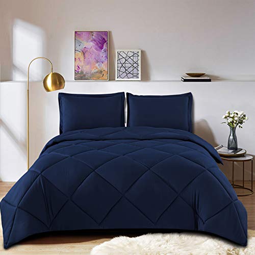 TOPLUXE Queen Comforter Se(Queen, Navy Blue)